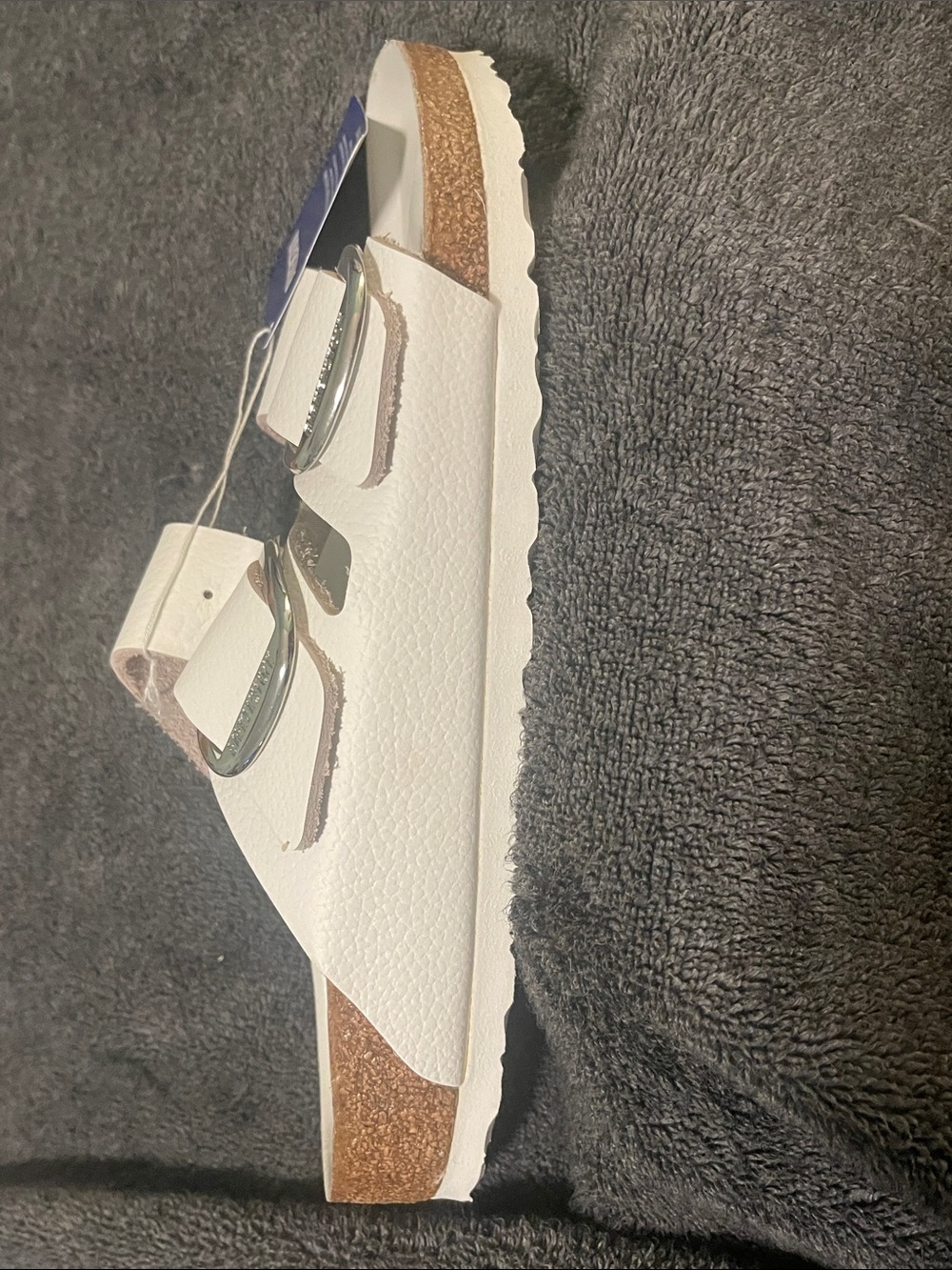 NWT BIRKENSTOCK Big Buckle White Natural Leather Sandals Women's US 11 Narrow - Picture 4 of 16